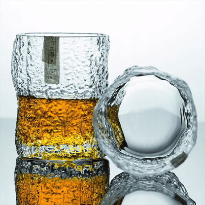 Traditional Cut Crystal Whisky Tumbler with Textured Faceted Design for Bourbon & Scotch Lovers