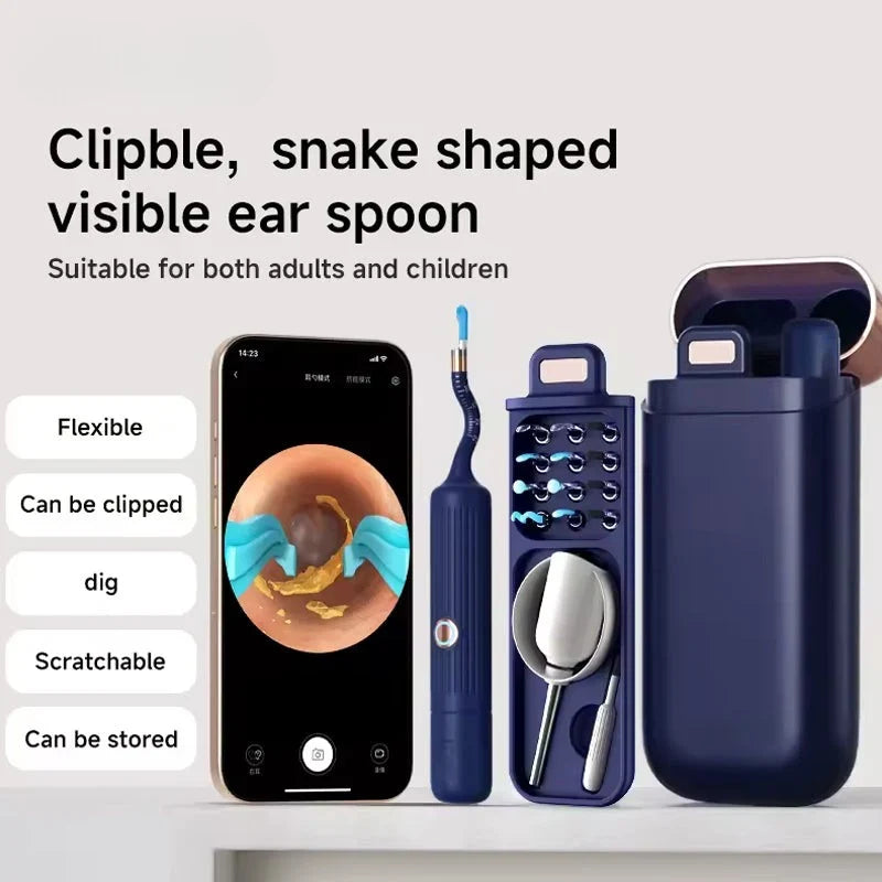 Caméra de nettoyage d'oreilles avec vision en direct, flexible et facile à transporter