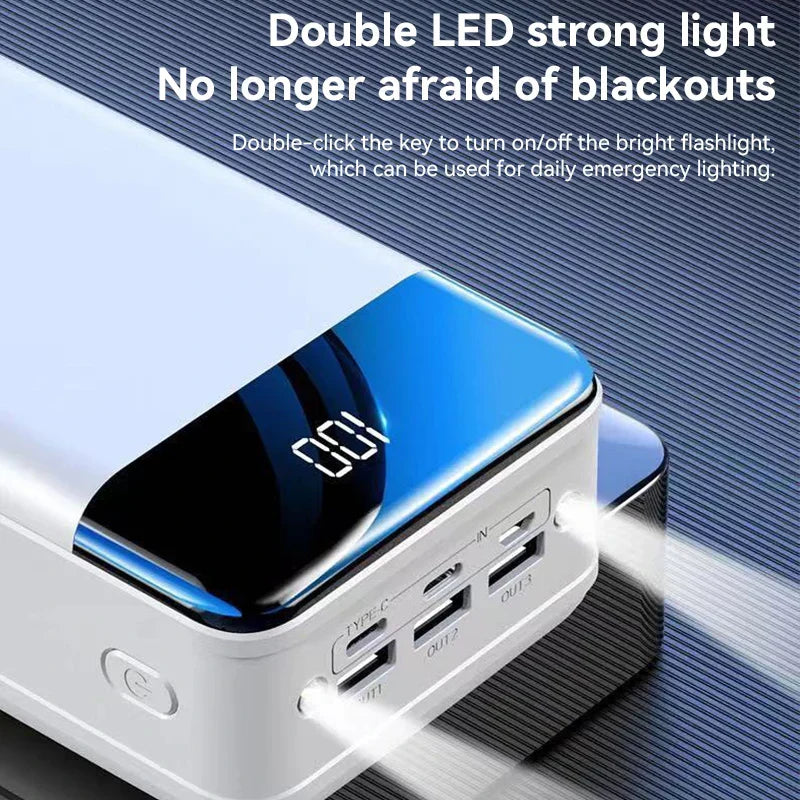 50000mAh Portable Charger with LED Display Multi-Device Fast Charging External Battery Pack for Smartphones Tablets Travel Backup Power USB