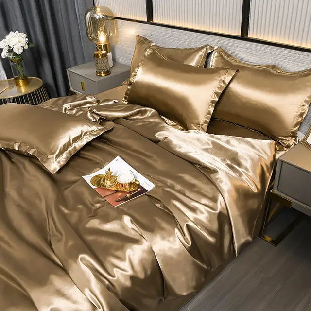 Satin Duvet Cover Set with Pillowcases Smooth Silky Bedding Full Queen King for Bedroom Decor Soft Luxury Comforter Cover Machine Washable