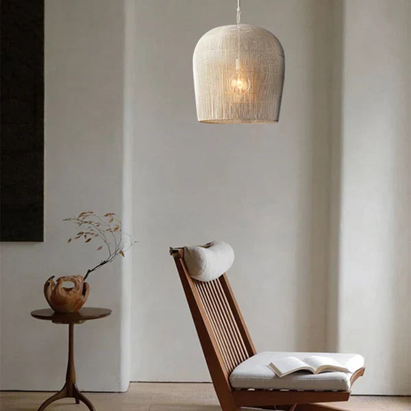 Woven Basket Ceiling Shade Handcrafted Natural Fiber 12-24 Inch Round Bohemian Overhead Fixture Black White Bedroom Kitchen Minimalist Organ