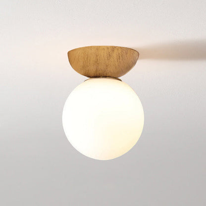 Spherical Glass Ceiling Light with Metal Frame - Contemporary Hardwired Fixture for Bedroom, Entryway & Hallway - G9 Socket