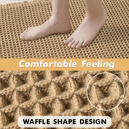 Tapis de bain gaufré à séchage rapide, antidérapant, beige, pour salles de bain modernes, confort moelleux