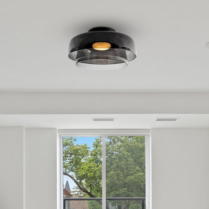 Layered Glass Ceiling Light Modern Multi-Tier Flush Mount Fixture with LED Hardwired for Kitchen Dining Room Bedroom Living Room