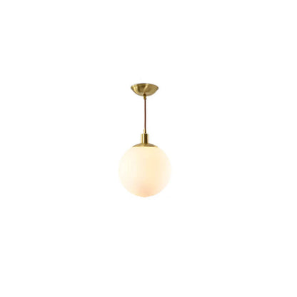 Adjustable Ceiling Pendant with Glass Shade for Entryway, Den, or Sleeping Space - Modern Suspended Fixture in White or Gold - 10 Inch Globe