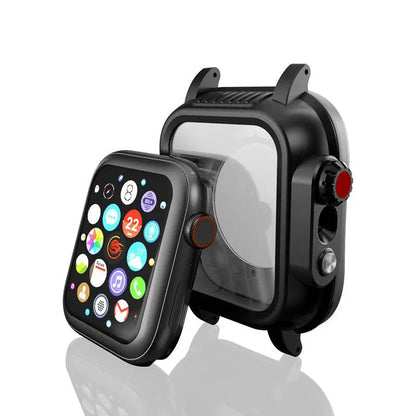Protective Sport Band & Case Kit for Apple Watch 44mm & 42mm – Silicone Wristband with Snap-On Screen Bumper for Series 6/5/4/SE & Series