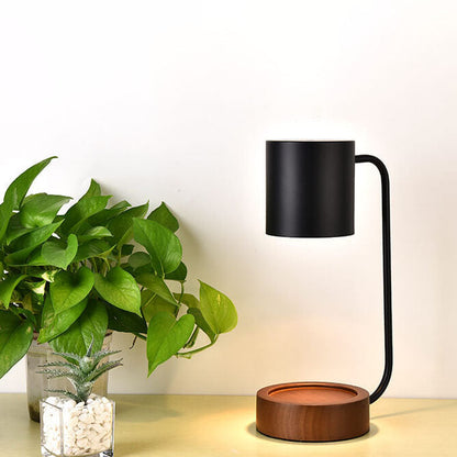 Wood & Metal Desk Lamp with GU10 Socket for Bedroom Nightstand Reading Study Room Office Task Lighting Plug-In Accent Light 6.7"