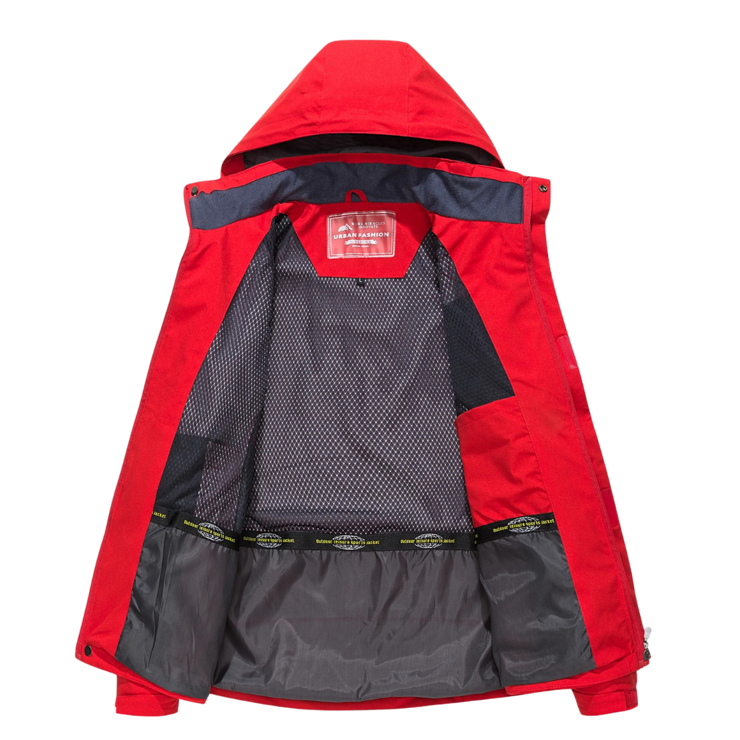 Men's Windproof Rain Shell Jacket with Removable Hood for Hiking, Camping & Outdoor Adventures – Waterproof Lightweight Expedition Coat