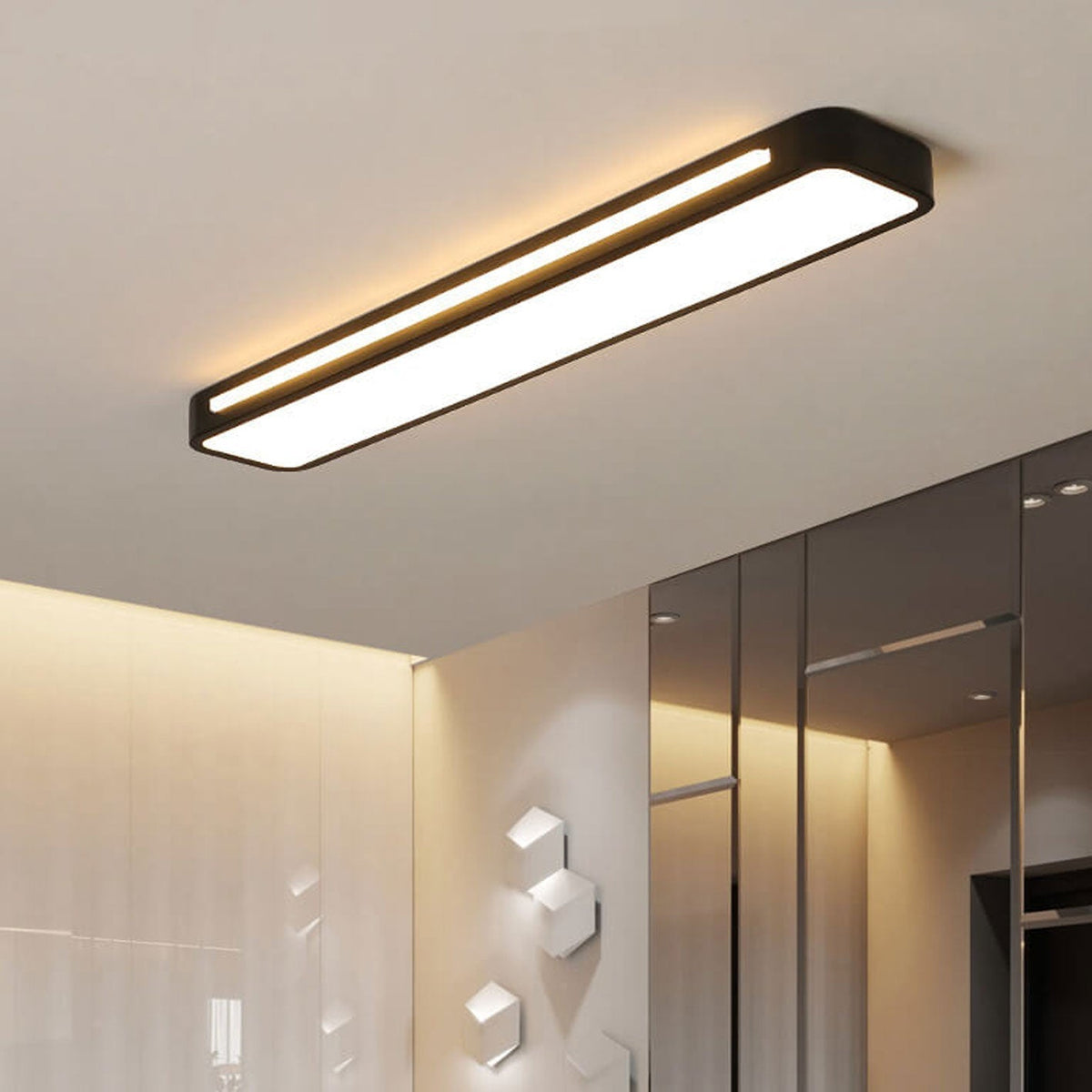 Sleek Rectangular LED Ceiling Light Fixture — Modern Acrylic Flush Mount for Bedroom, Hallway & Living Room