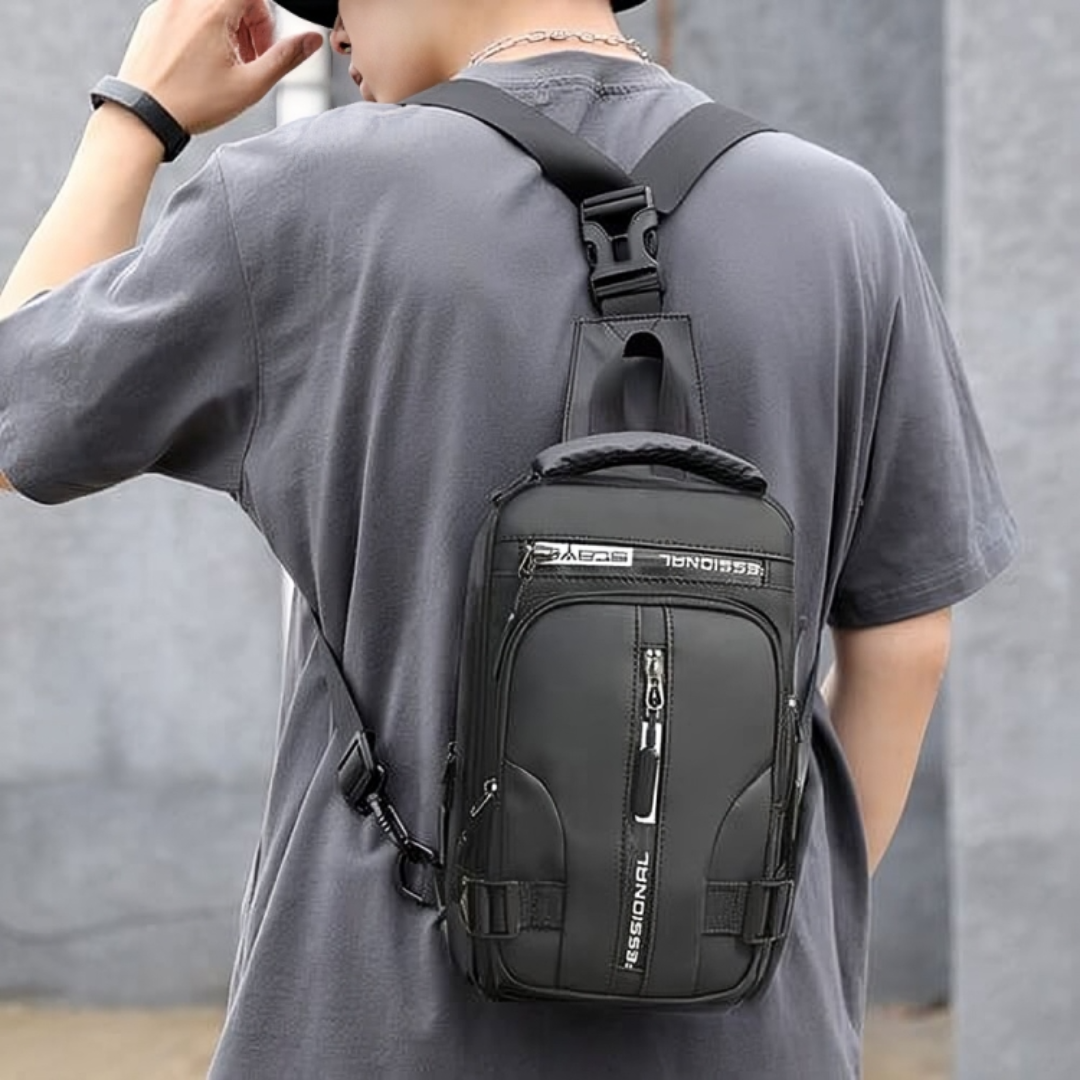 Sac à bandoulière avec fermetures éclair dissimulées antivol et port de chargement USB – Sac à dos en nylon résistant à l'eau pour les voyages, les trajets quotidiens et l'usage au quotidien