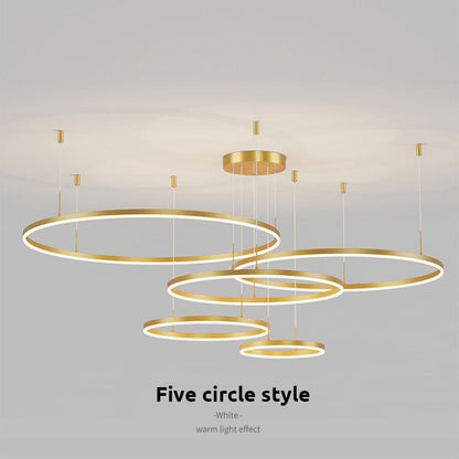 Tiered Ring Pendant Light Modern Metal Circular Chandelier for Dining Room Living Room Bedroom Kitchen Island Adjustable Height LED