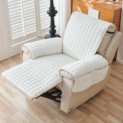 Quilted Recliner Slipcover with Storage Pocket – Microfiber Furniture Protector for Living Room, Family Room & Den – Anti-Slip Chair Cover