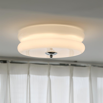Flush Mount LED Fixture with Adjustable Color Temperature Glass Shade 13 in Diameter for Bedroom Living Room Dining Room Modern Art Deco Sty