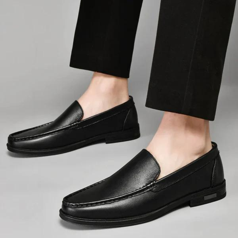 Genuine Leather Loafers Men's Dress Slip-On Shoes Handcrafted Italian Style for Business Casual Office Formal Work