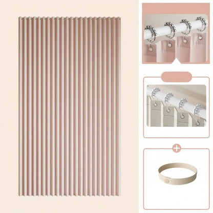 CURVASHIELD – Foldable Magnetic Accordion Shower Curtain Waterproof Design
