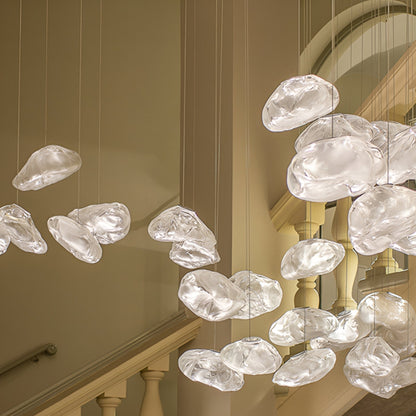 Glass Hanging Lamp Organic Shape Warm Diffused Glow for Kitchen Island Dining Table Sculptural Overhead Fixture Modern Home Lighting