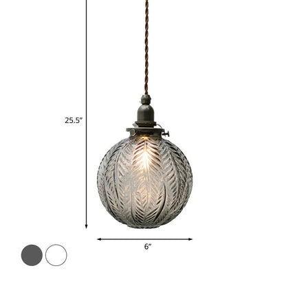Single-Light Hanging Pendant with Etched Feather Glass Shade — Colonial-Inspired Design for Kitchen, Dining Room & Entryway