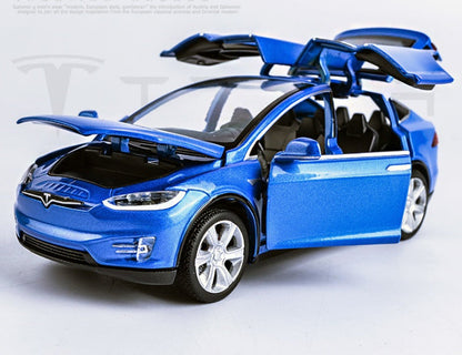 Tesla Model X Pull Back Car Model with Sound and Light Features | 1:32 Scale Toy for 3-6 Year Olds