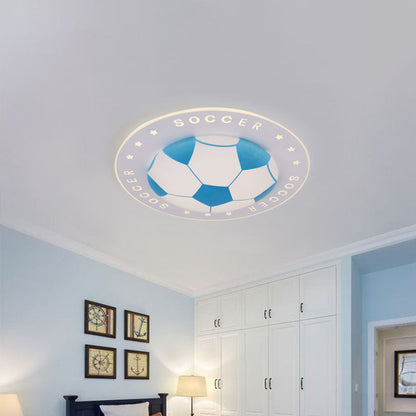 Soccer Ball Ceiling Light Fixture for Kids Room LED Flush Mount 16.5" 20.5" Sports Theme Bedroom Lighting Boys Girls Nursery Acrylic Shade