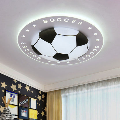 Soccer Ball Ceiling Light Fixture for Kids Room LED Flush Mount 16.5" 20.5" Sports Theme Bedroom Lighting Boys Girls Nursery Acrylic Shade