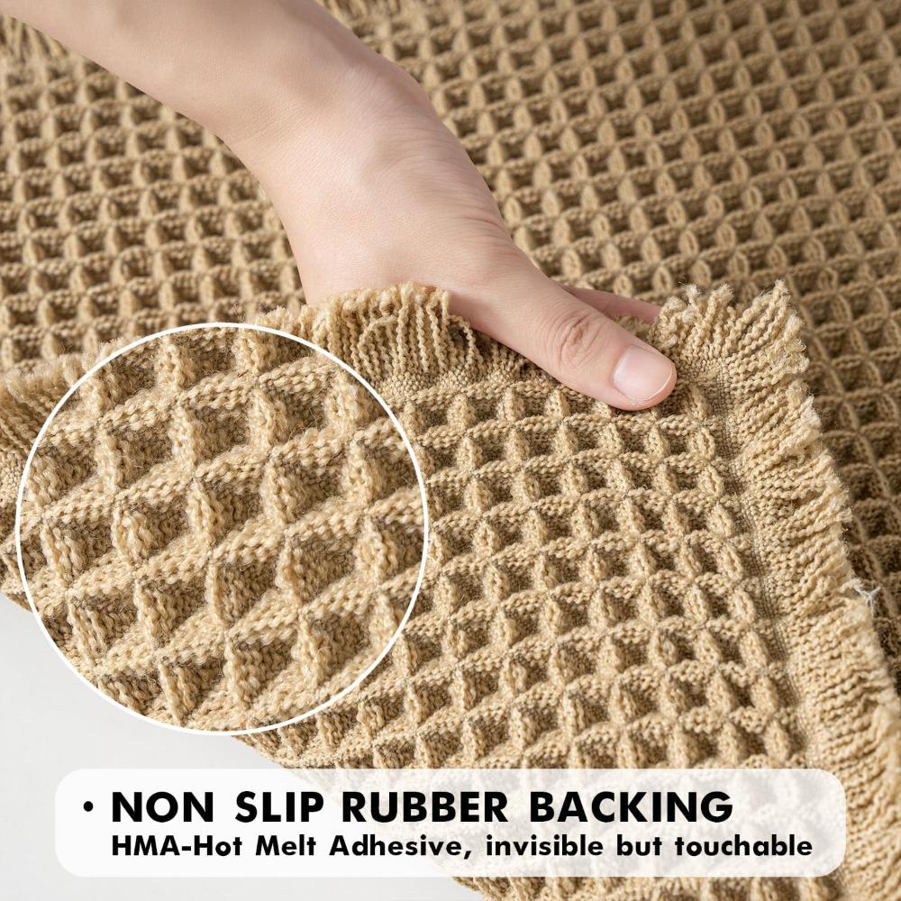 Tapis de bain gaufré à séchage rapide, antidérapant, beige, pour salles de bain modernes, confort moelleux
