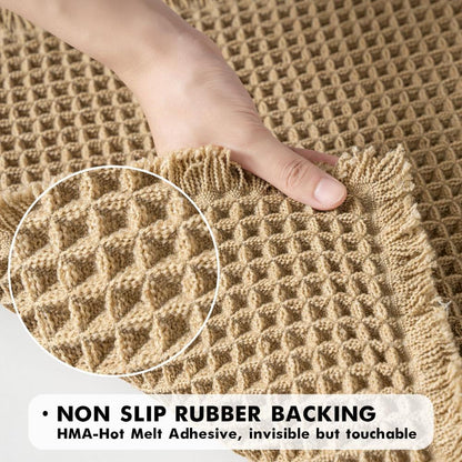 Tapis de bain gaufré à séchage rapide, antidérapant, beige, pour salles de bain modernes, confort moelleux