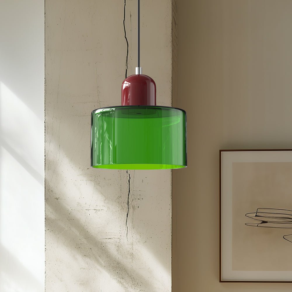 Glass Pendant Light Fixture with Adjustable Cord for Kitchen Island, Dining Room, and Living Room