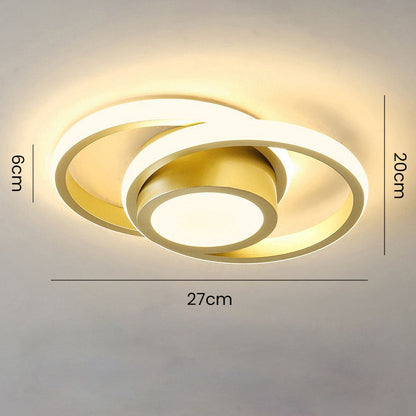 Dual-Loop LED Flush Mount Light Fixture Black Warm Glow for Entryways Contemporary Rooms Apartment Ceilings Low-Profile