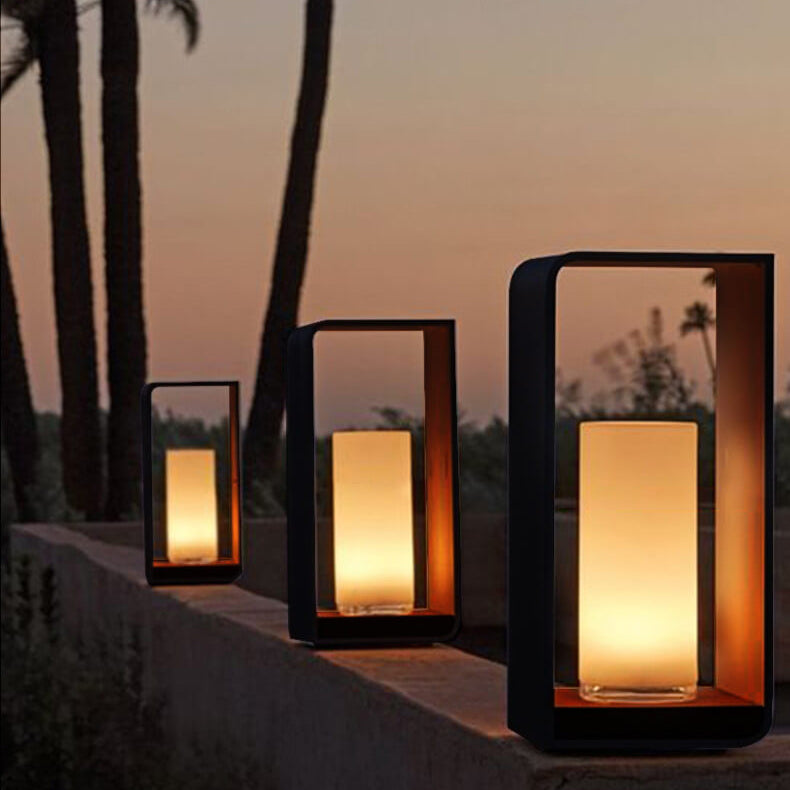 Outdoor Column Path Light – LED Weatherproof Garden Lamp with Rectangular Frame for Patio, Walkway & Landscaping