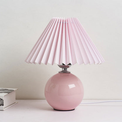Ceramic Table Lamp with Fabric Shade – Modern Accent Lighting for Bedroom, Living Room & Home Office