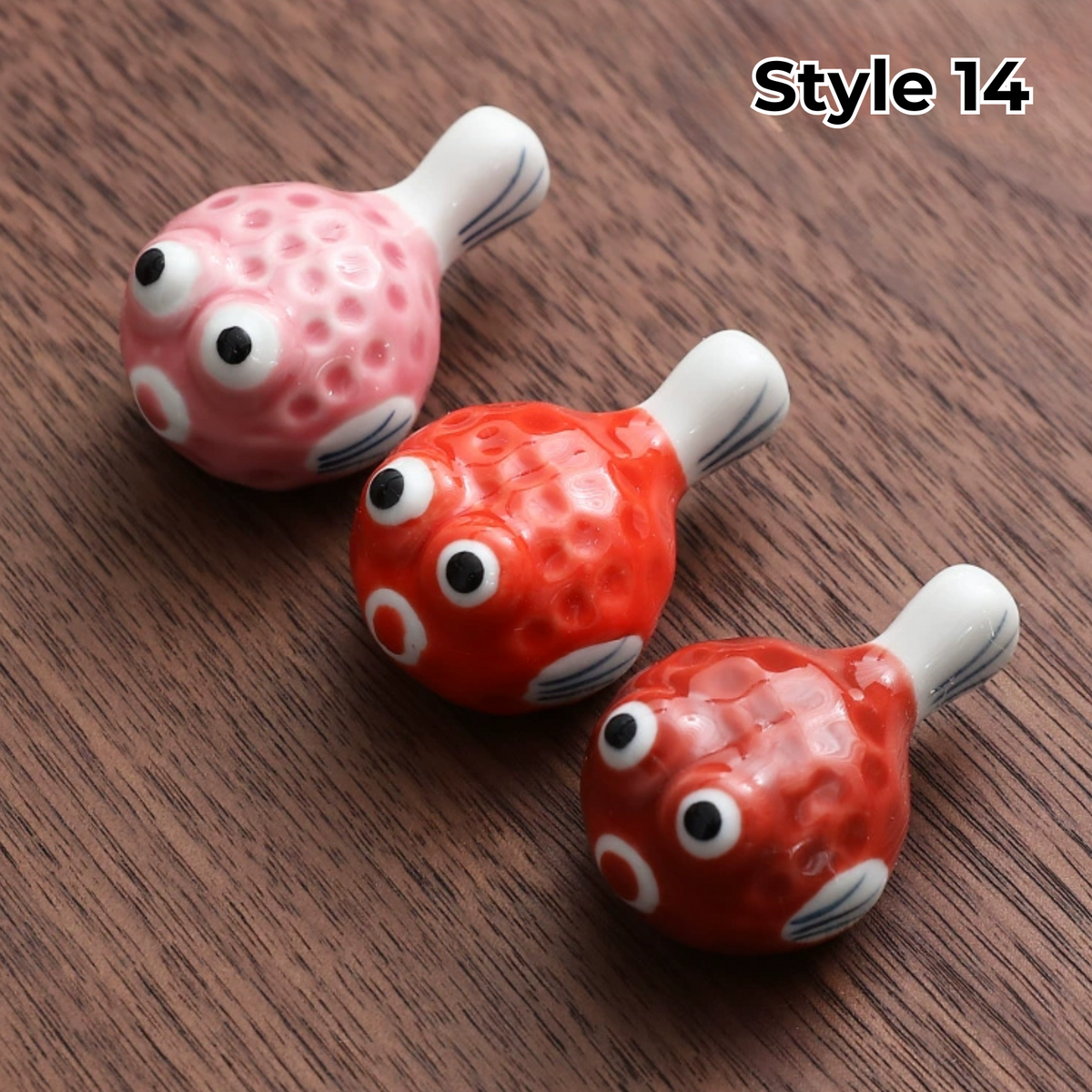 Porcelain Utensil Holders with Animal and Fruit Designs for Asian Dining – Set of 3 Decorative Tabletop Rests