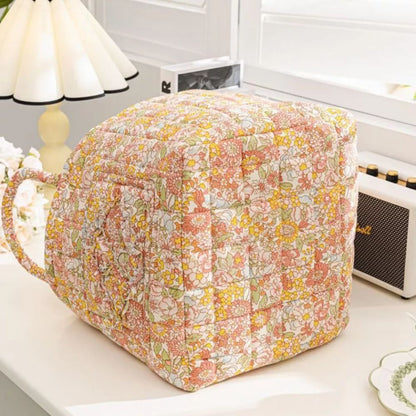 BloomNest – Vintage Floral Storage Basket