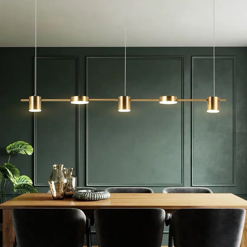 Linear Multi-Light Ceiling Fixture with Adjustable Drop – Aluminum Spotlight Bar in Matte & Metallic Two-Tone – LED Task Lighting for Island