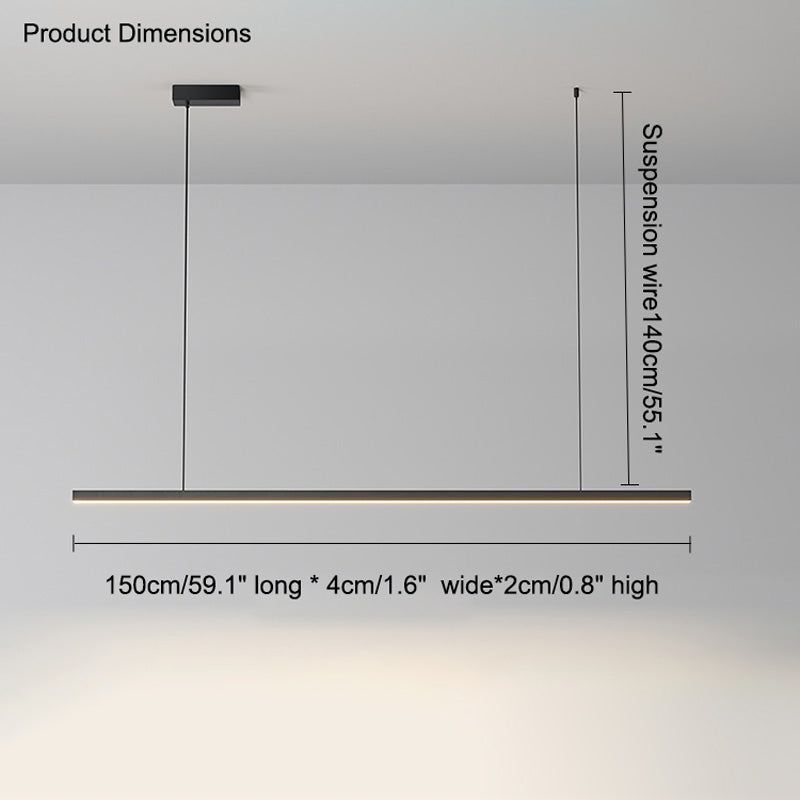 Suspended LED Strip Fixture for Countertop Islands – Dimmable Metal Bar Light with Remote in Matte or Gloss White – 39 to 102 in Adjustable