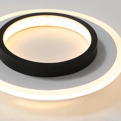 9.4 in Round LED Flush Mount Light with Ring Glow Effect for Hallways Bedrooms Entryways Modern Low-Profile Fixture Aluminum Acrylic