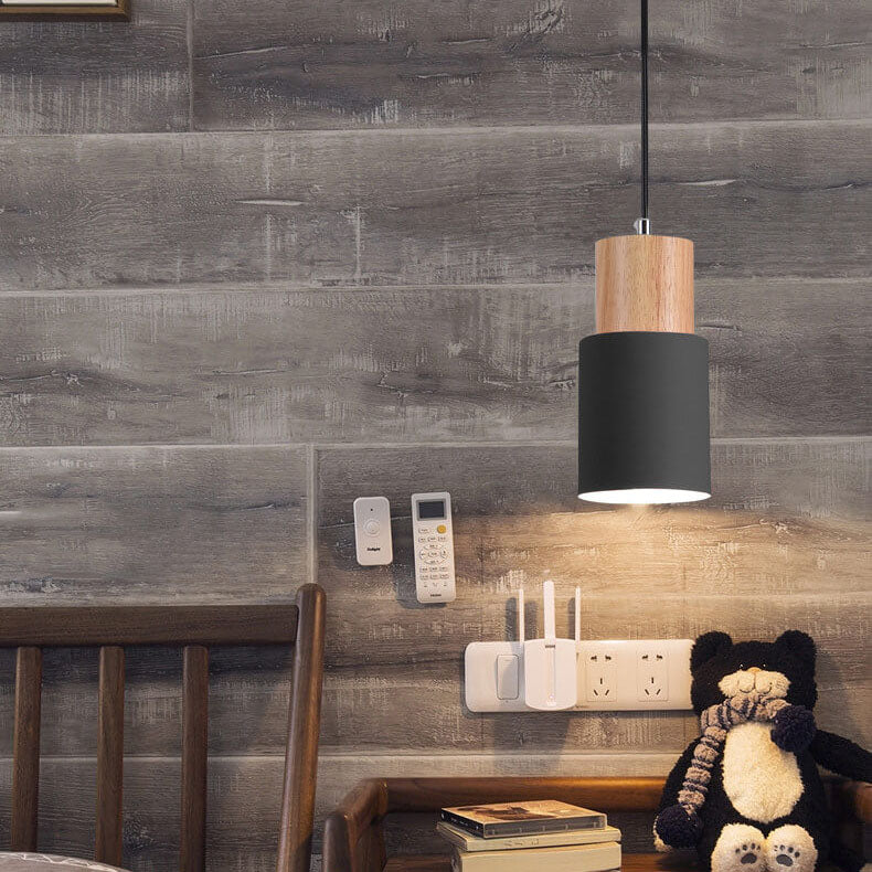 Suspension rustique chic en métal et bois