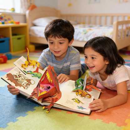 Interactive 3D Pop-Up Dinosaur Encyclopedia for Kids | Educational Prehistoric Adventure Book with Lifelike Scenes