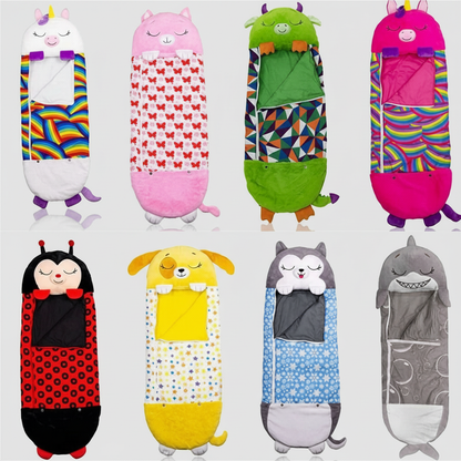 Cozy Critters | Sac de couchage pour enfants avec motif animal et oreiller | Confort et amusement pour les soirées pyjama