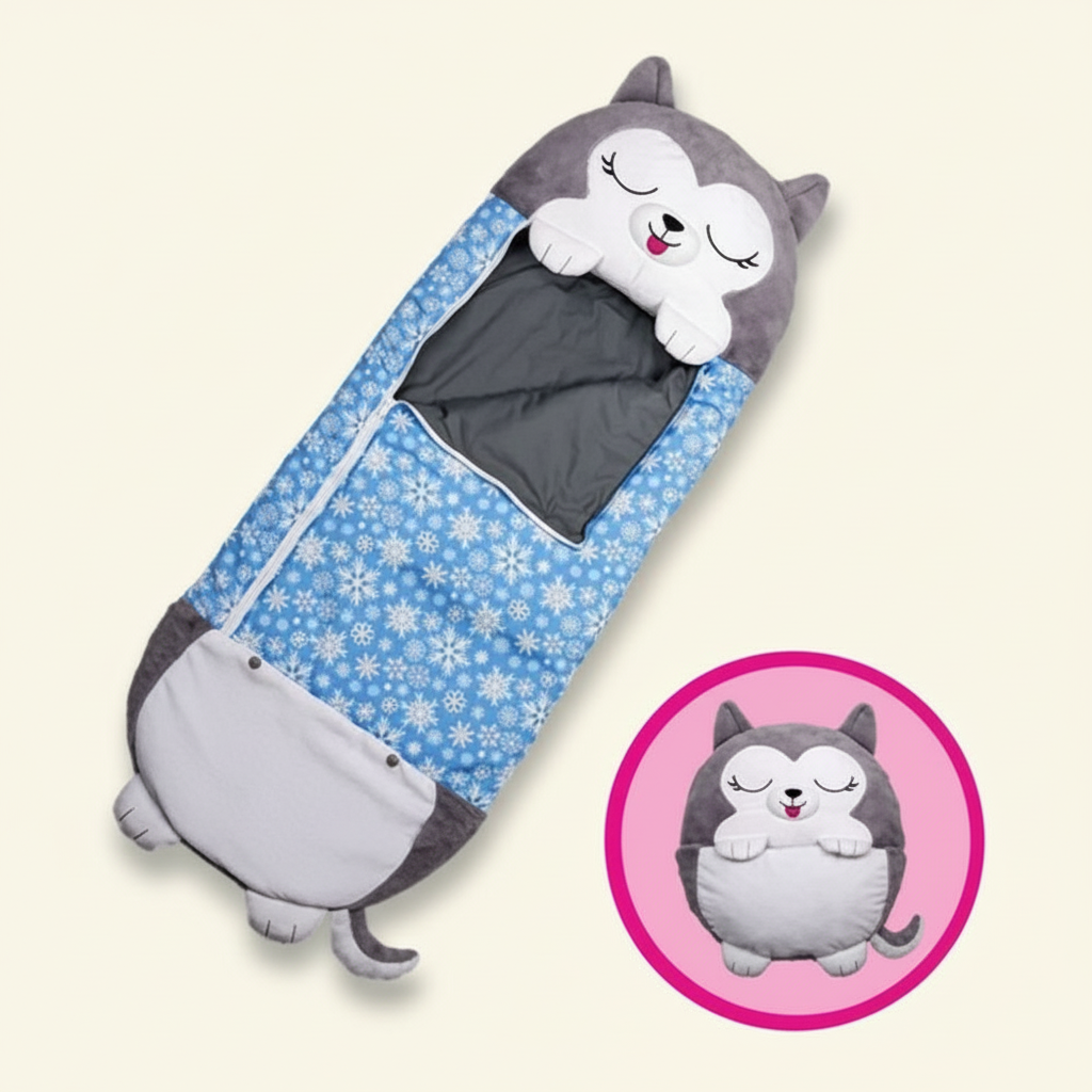 Animal Character Nap Mat for Kids – Converts to Pillow, Portable Travel Sleep Sack for Toddlers, Preschool & Home – Soft Critter Slumber Bag