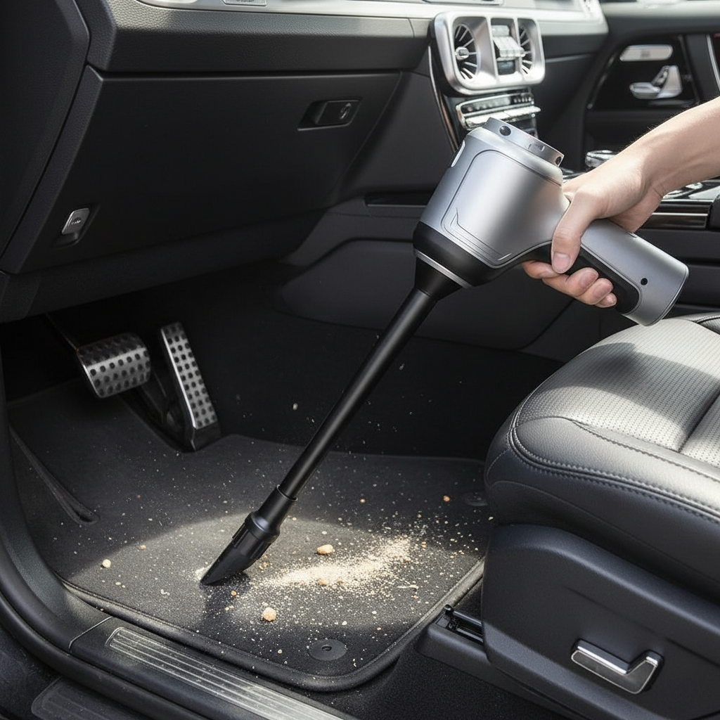 Handheld Rechargeable Auto Vacuum with Strong Suction for Car Interiors, Upholstery, Seats, Floor Mats, Pet Hair Removal, Portable Cordless