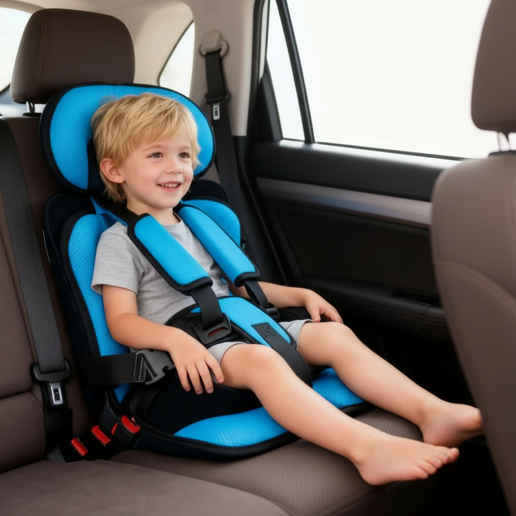 Collapsible Travel Booster Seat with 5-Point Harness for Kids 1-14 Years – Lightweight Car Safety Seat for Rideshares, Rentals & Family Trip