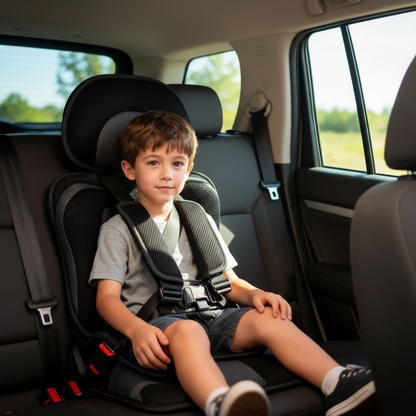Compact Travel Booster Seat for Kids with 5-Point Safety Harness & Portable Folding Design for Car, Taxi & Plane | Perfect for Toddlers &