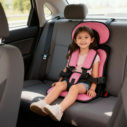 Collapsible Travel Booster Seat with 5-Point Harness for Kids 1-14 Years – Lightweight Car Safety Seat for Rideshares, Rentals & Family Trip