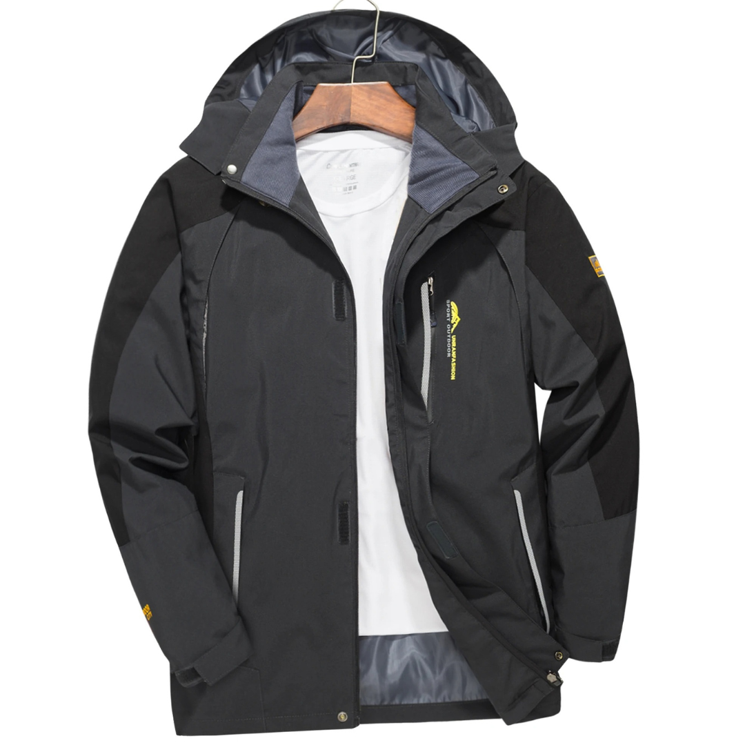 Men's Windproof Rain Shell Jacket with Removable Hood for Hiking, Camping & Outdoor Adventures – Waterproof Lightweight Expedition Coat