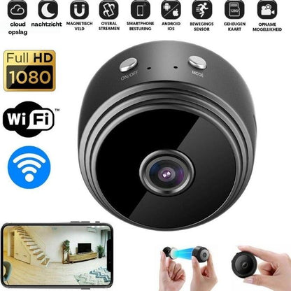 Compact WiFi Monitoring Camera 1080P HD 150° View Infrared Night Vision Rechargeable Indoor Surveillance Cam for Home Office Nursery Bedroom
