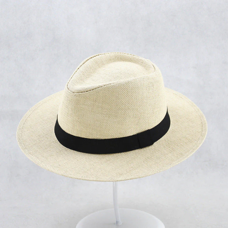 Chapeau Fedora en paille UPF 50+ avec bord modelable et bande en cuir pour hommes et femmes