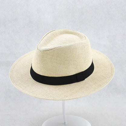 Chapeau Fedora en paille UPF 50+ avec bord modelable et bande en cuir pour hommes et femmes