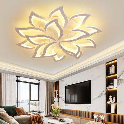 Flush Mount LED Fixture Metal Acrylic Black Layered Floral Pattern for Bedroom Living Room Hallway Contemporary Home Decor Overhead Light