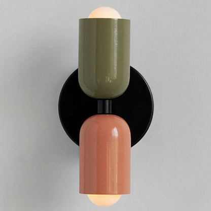 Two-Tone Glass Wall Sconce with Dual Light Uplight Downlight for Bedroom Living Room Hallway Modern Minimalist Home Accent Lighting