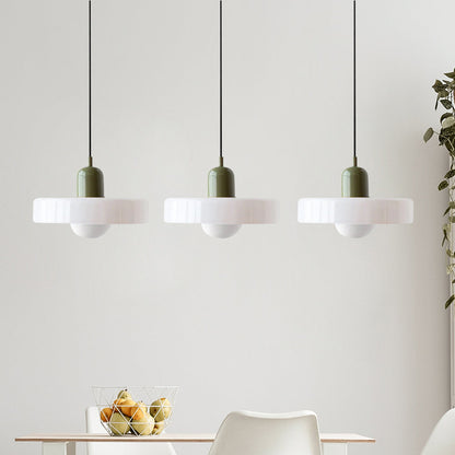 Glass Pendant Lamp 12 Inch Adjustable Height Ceiling Fixture for Bedrooms Nightstands Modern Minimalist Nordic Hanging Light E27 Socket for